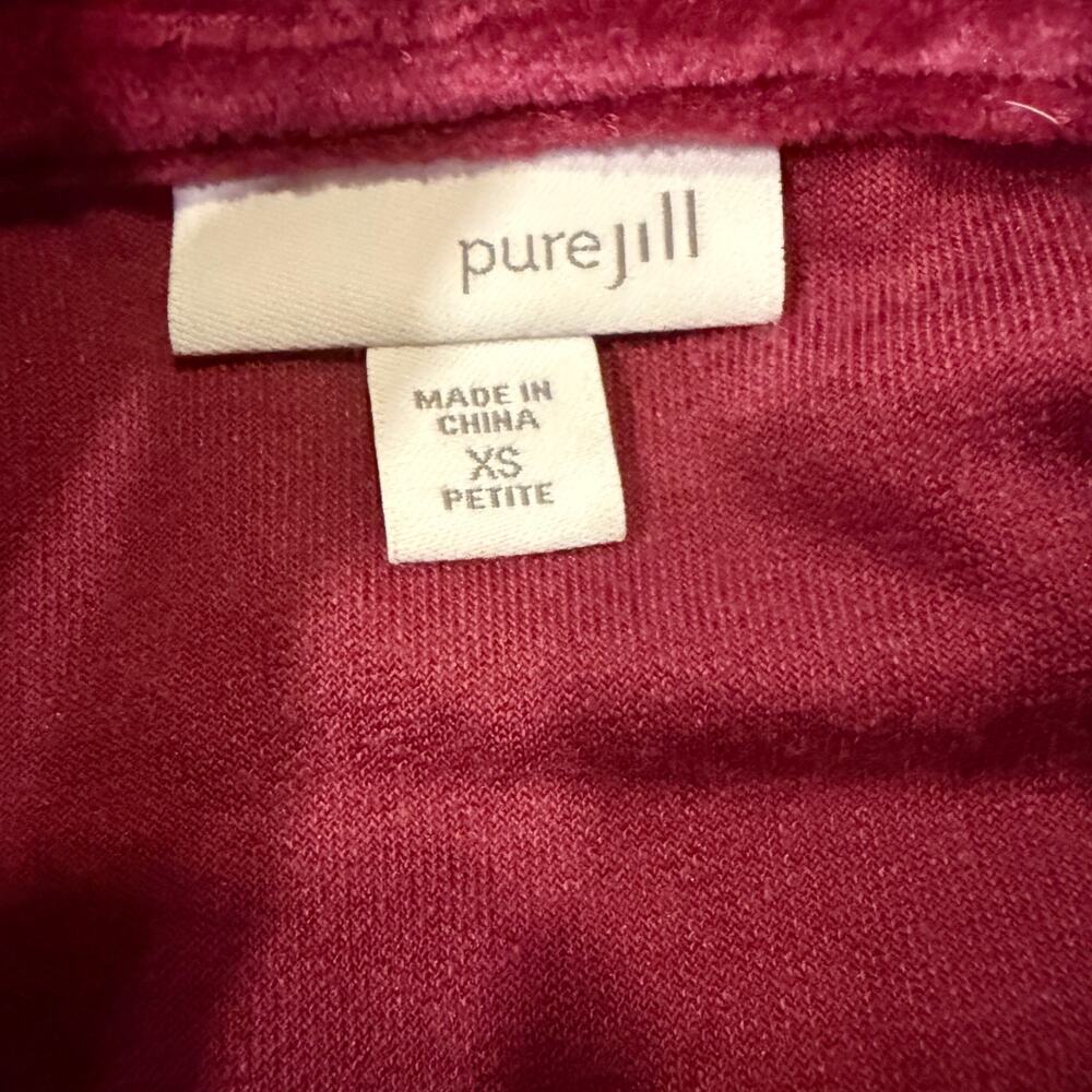 Pure Jill Burgundy Velvet Cowl Neck Tunic Top XS Petite Soft Cozy Pima Cotton - Picture 5 of 7